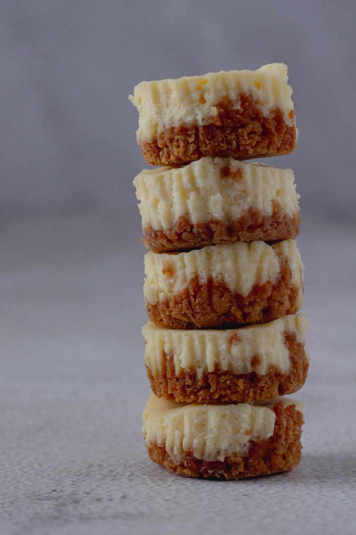 Mini Cheesecakes stacked on each other