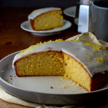Lemon Cake with Lemon Glaze sliced.