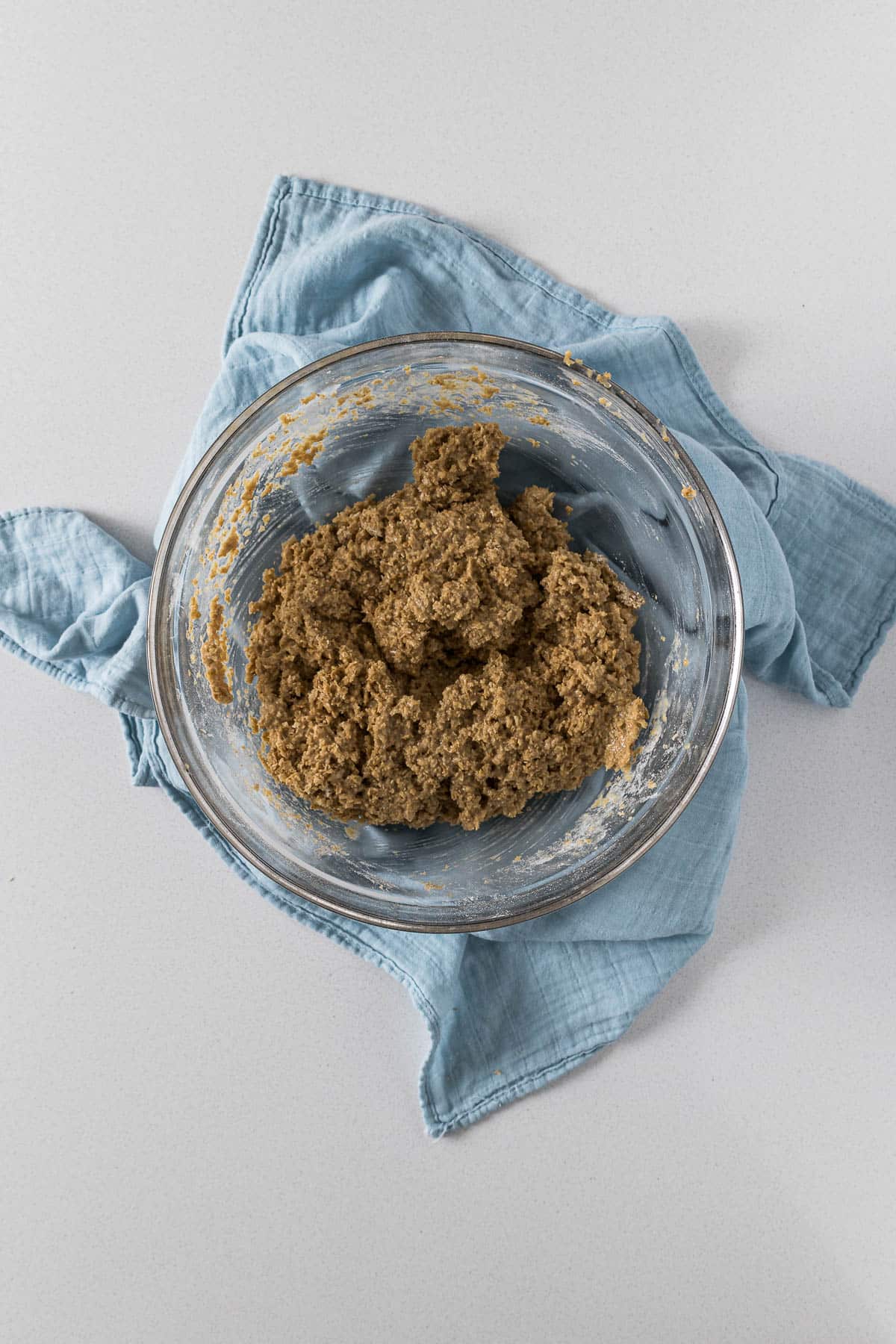 Bran muffin batter in a mixing bowl.