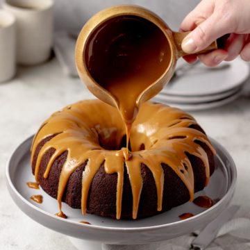 hocolate Bundt Cake Topped with Caramel.