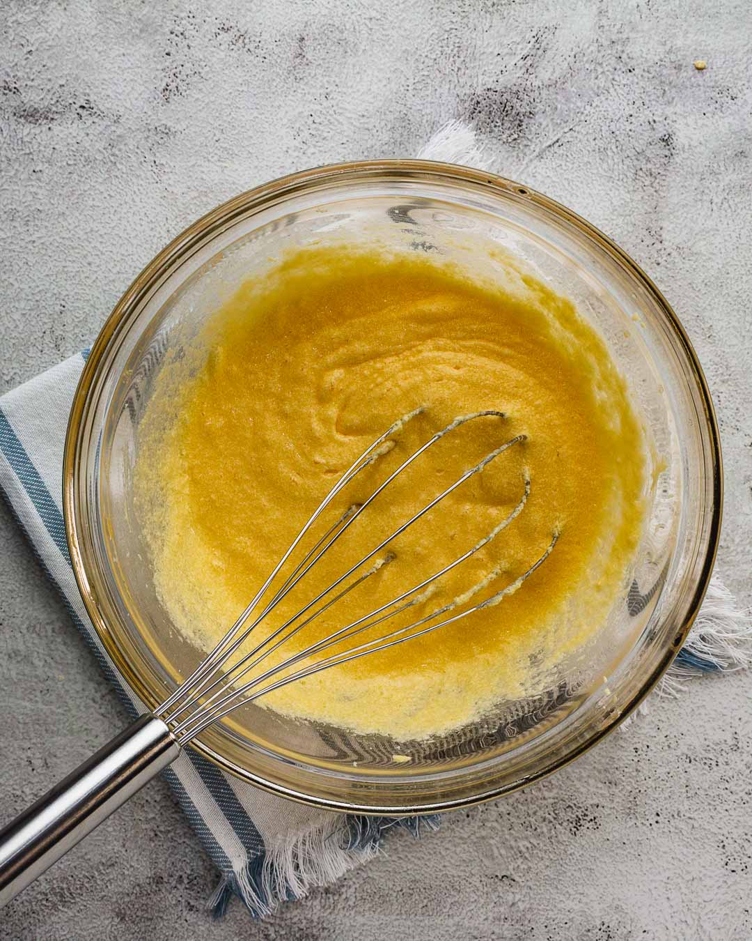 Creamed butter, sugar and eggs
