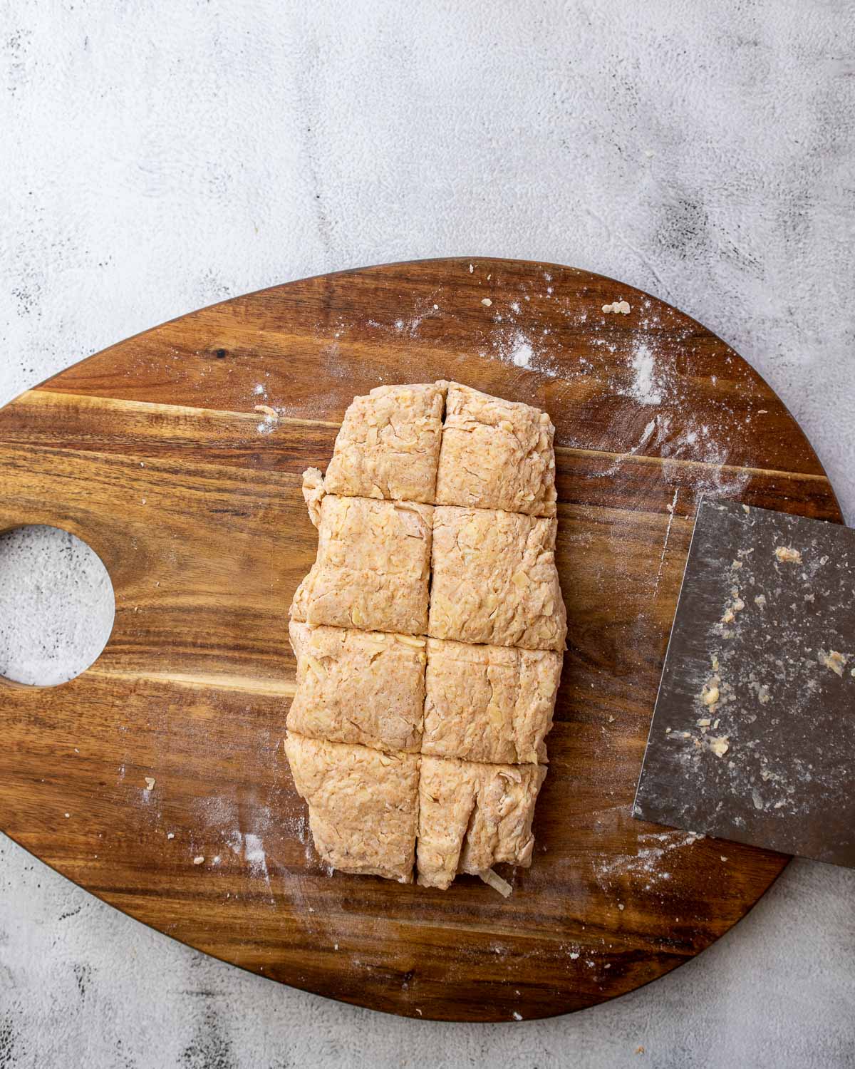 Step 6 - scones cut out into 8 square pieces