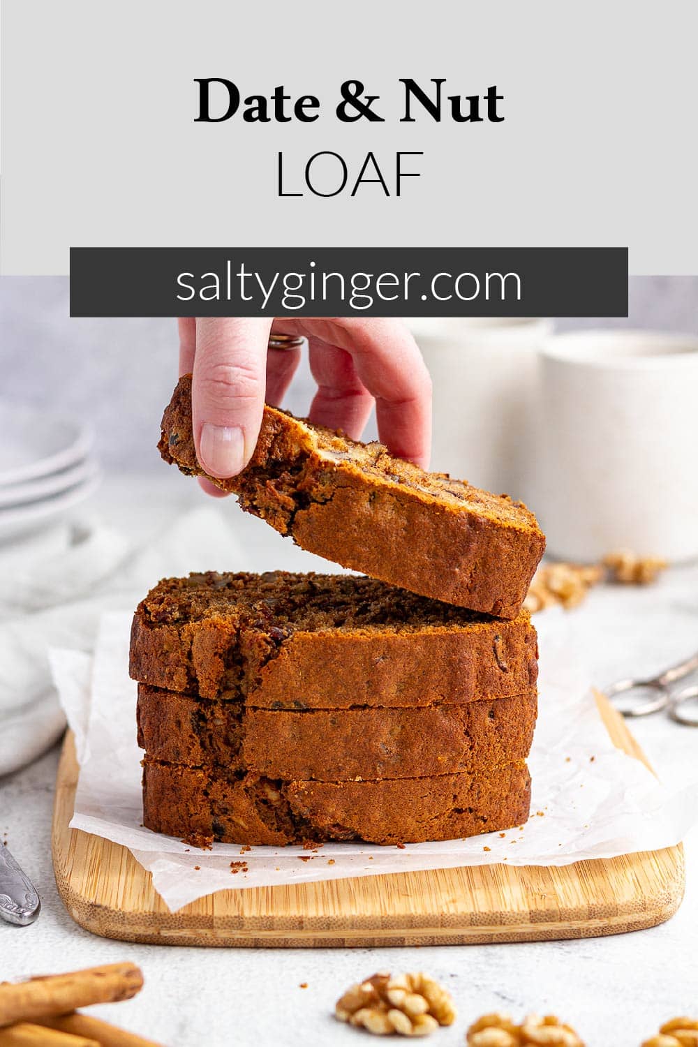 Pin - Stacked sliced of date and nut loaf.