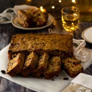 Sliced Christmas Fruit Cake.