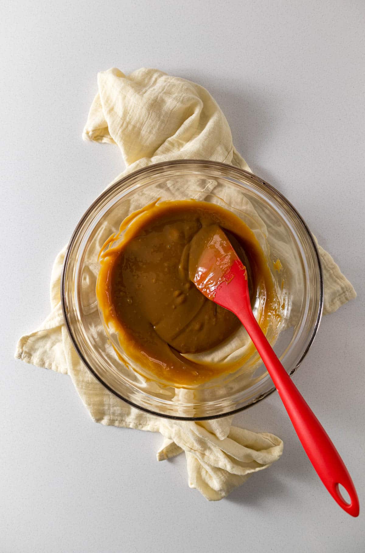 Step 1 - Caramel stirred through an loosen up in a small bowl.