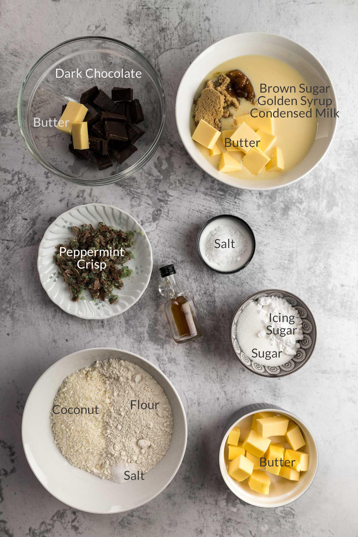 Peppermint Crisp Tart Slice Ingredients