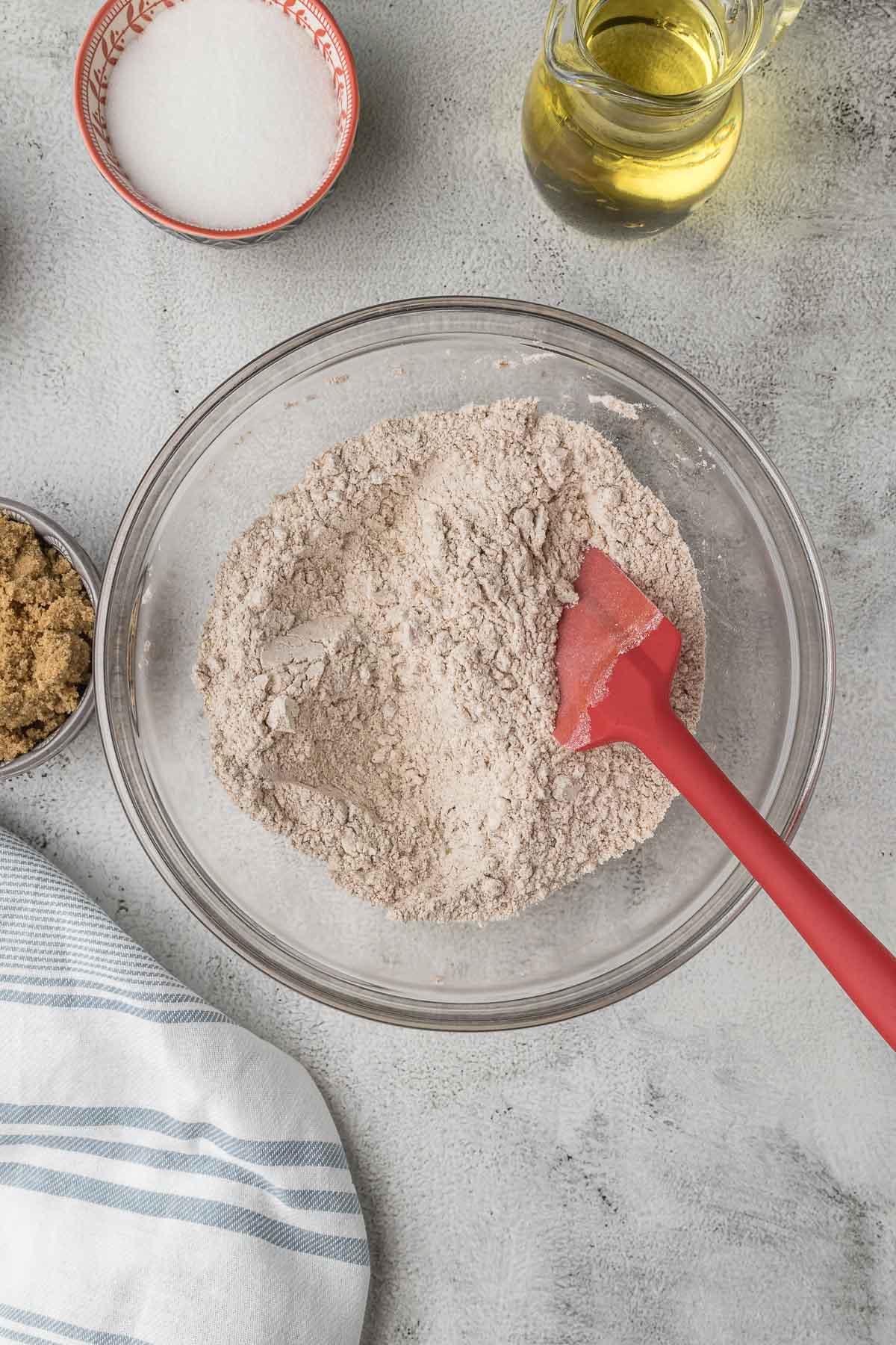 carrot cake dry ingredients mixed together