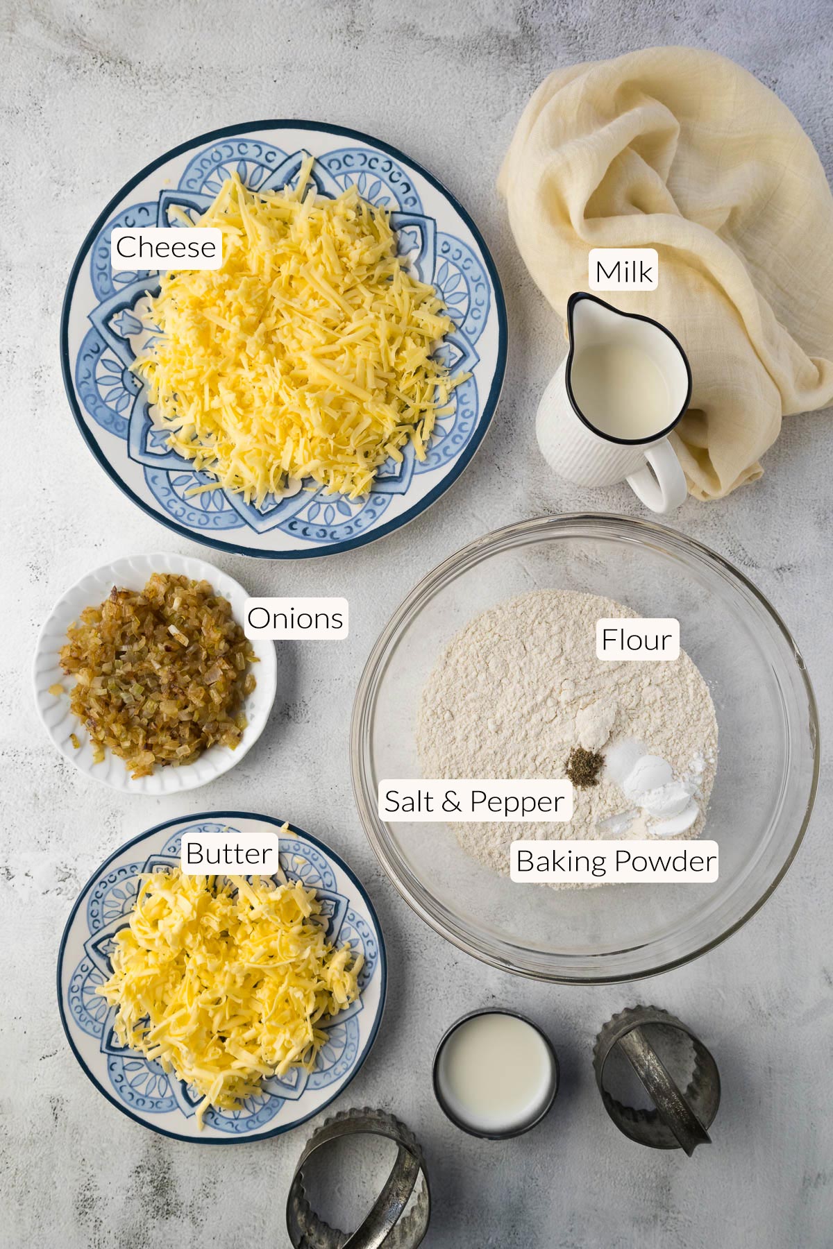 Cheese and Onion Scone Ingredients.