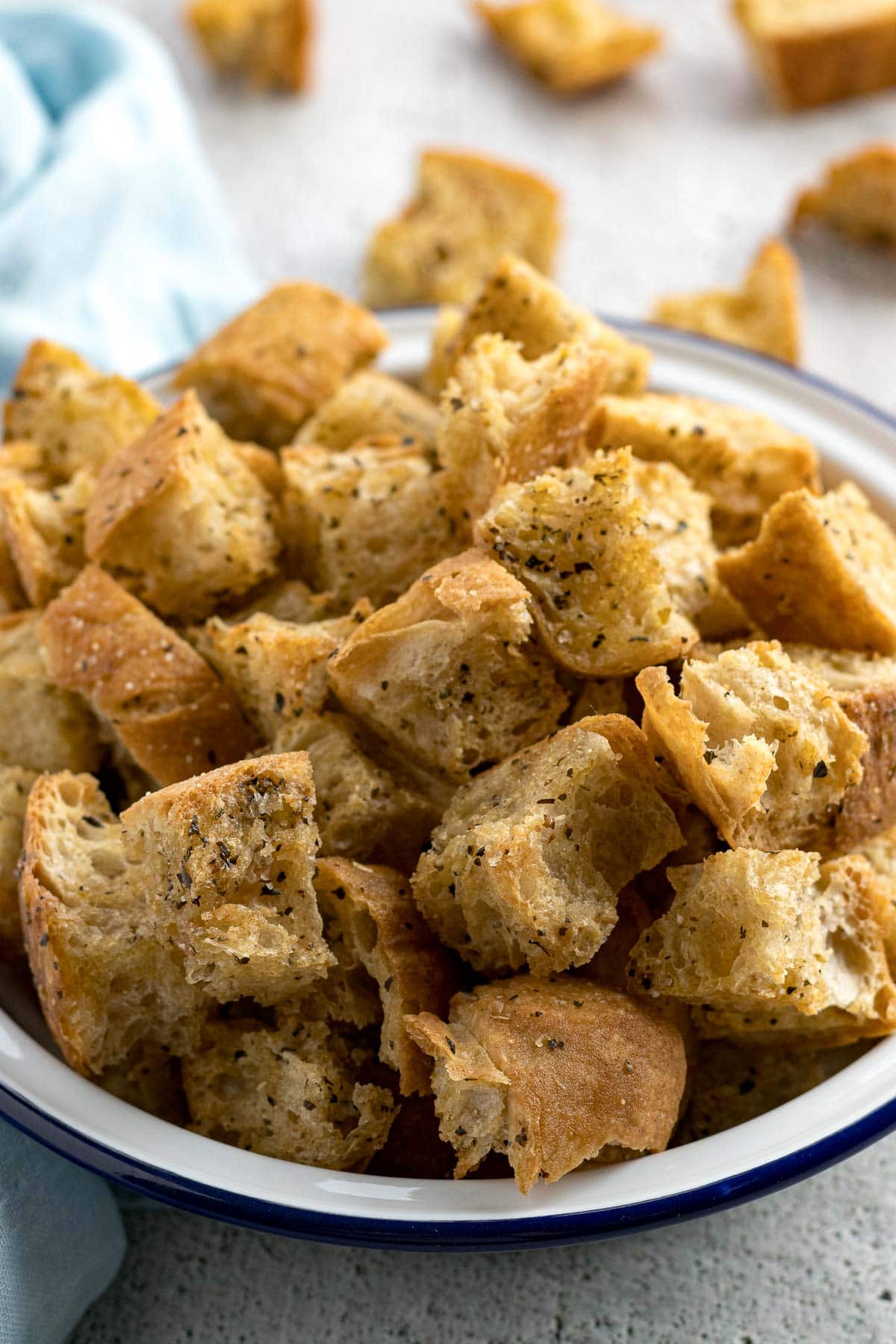 Croutons in a bowl.