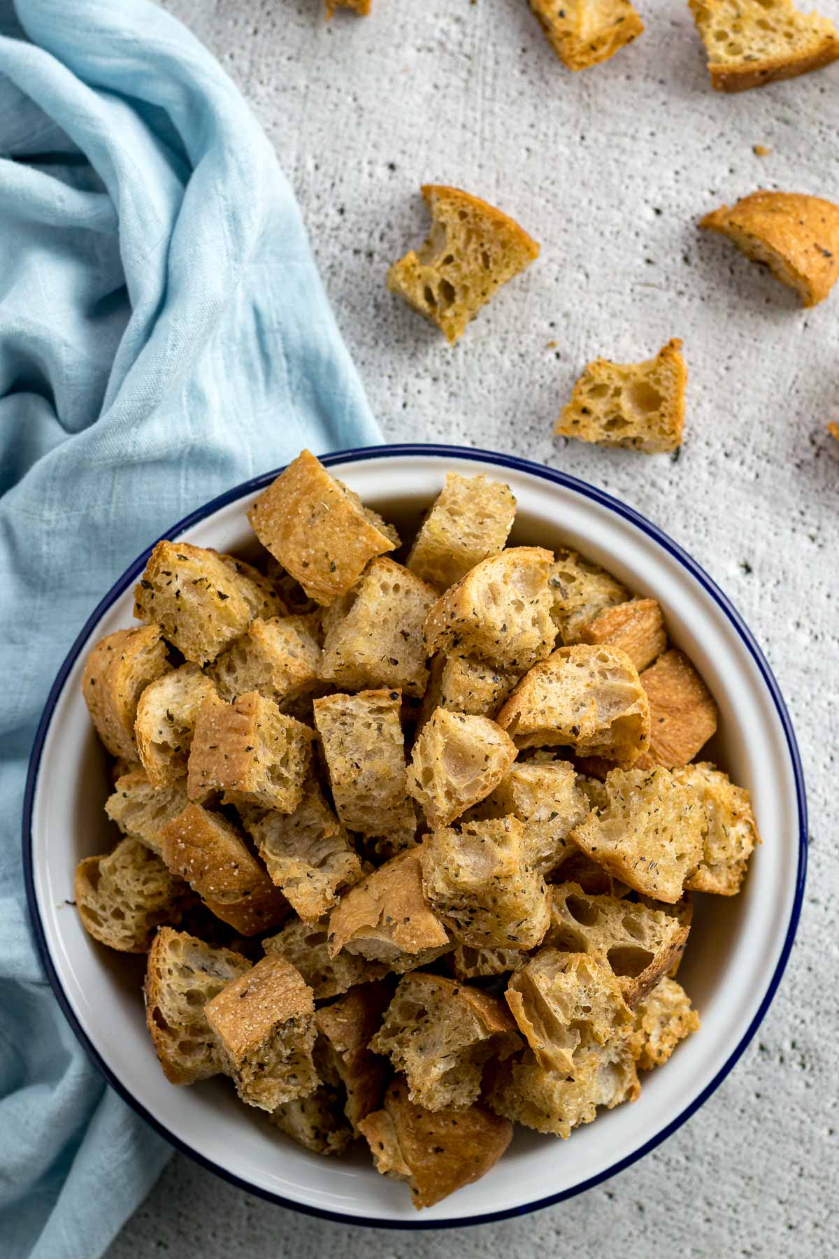 Croutons in a bowl.