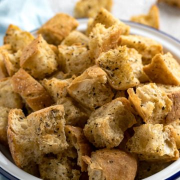 Croutons in a bowl.