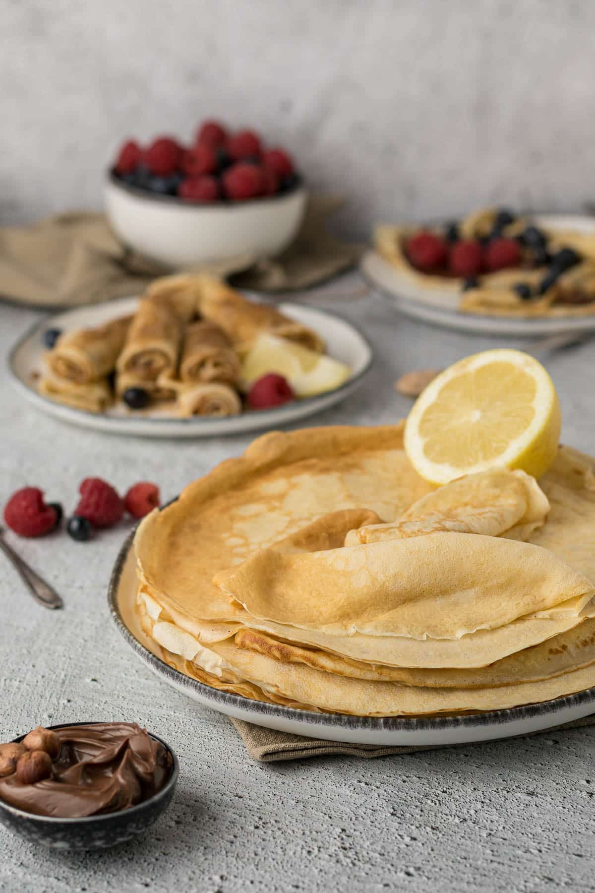 Pile of pannekoek on a plate.
