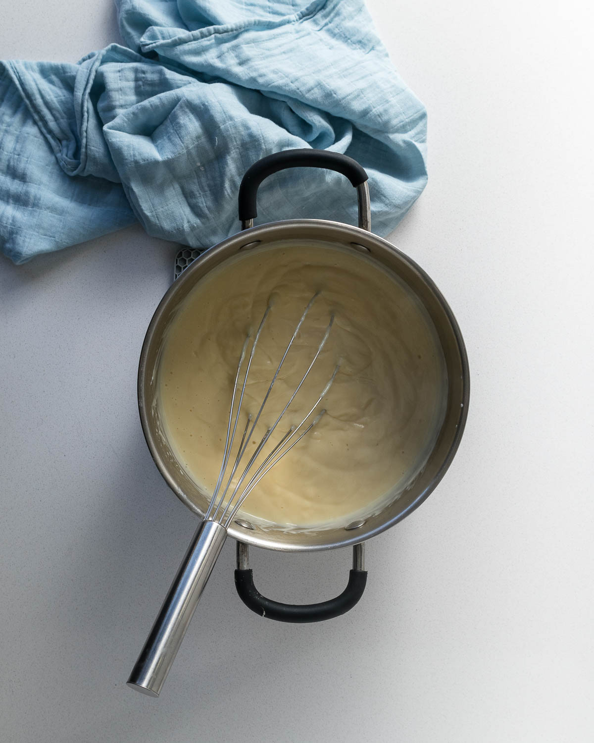 Cooked milk tart filling.