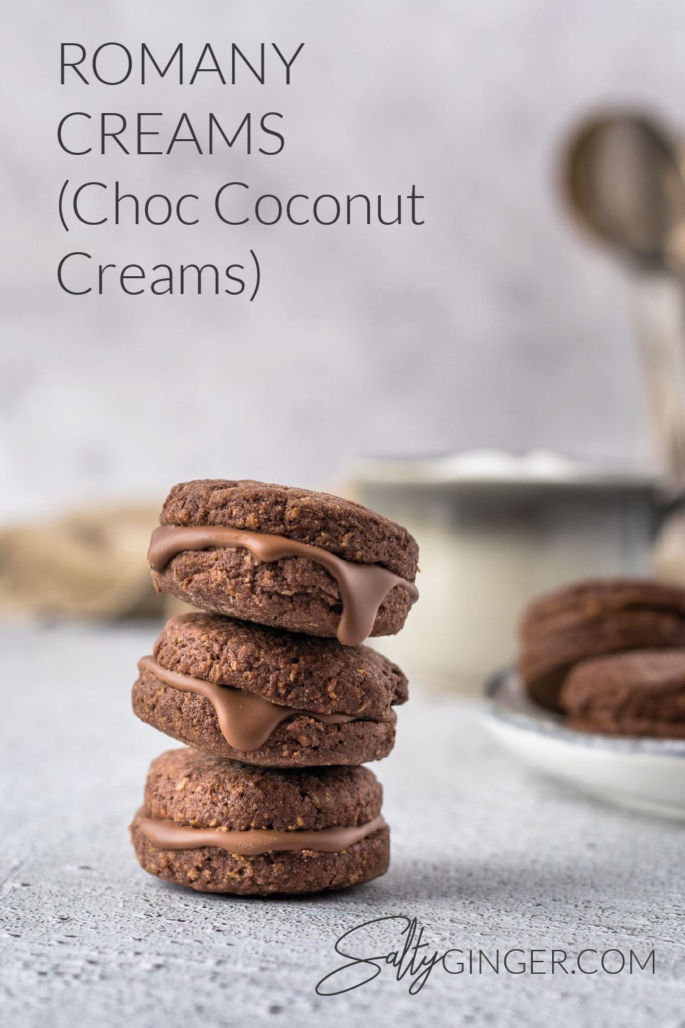 Stack of chocolate coconut creams.