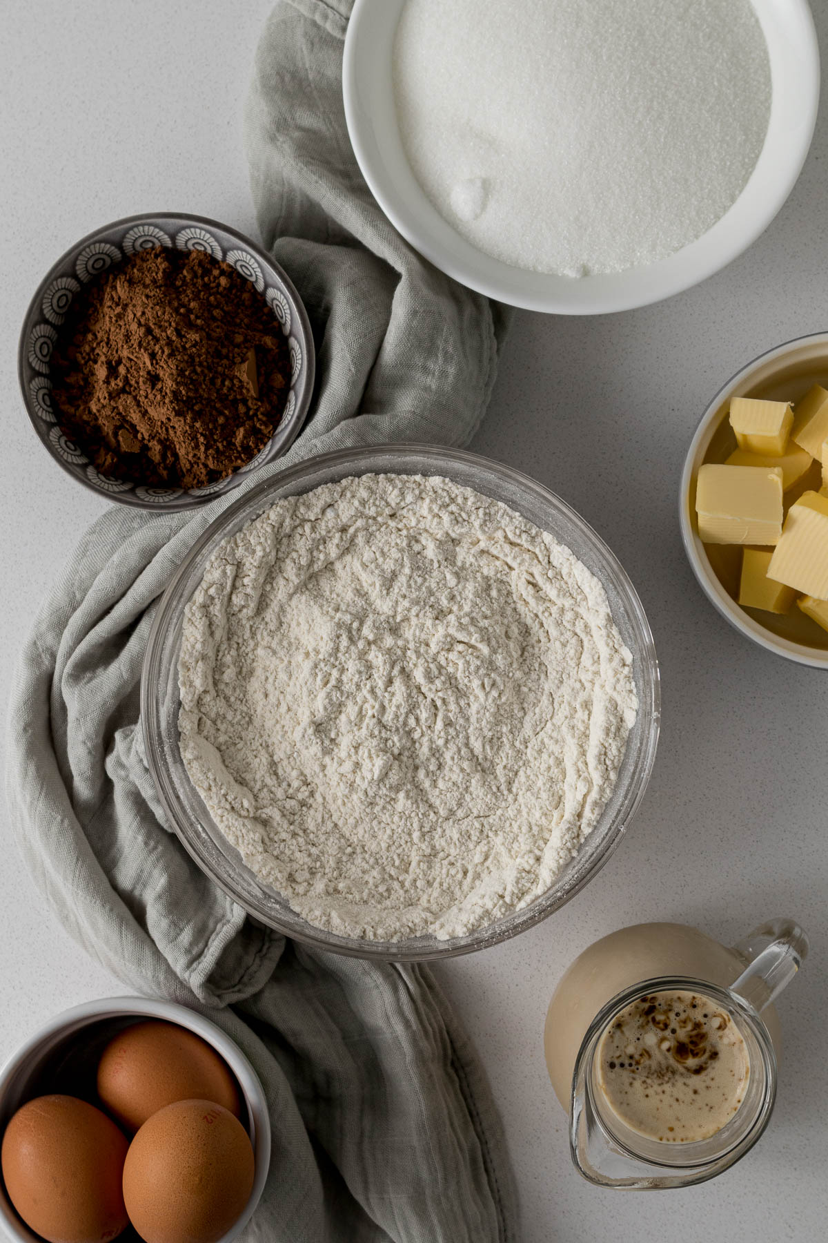 Flour, baking powder and salt whisked together.