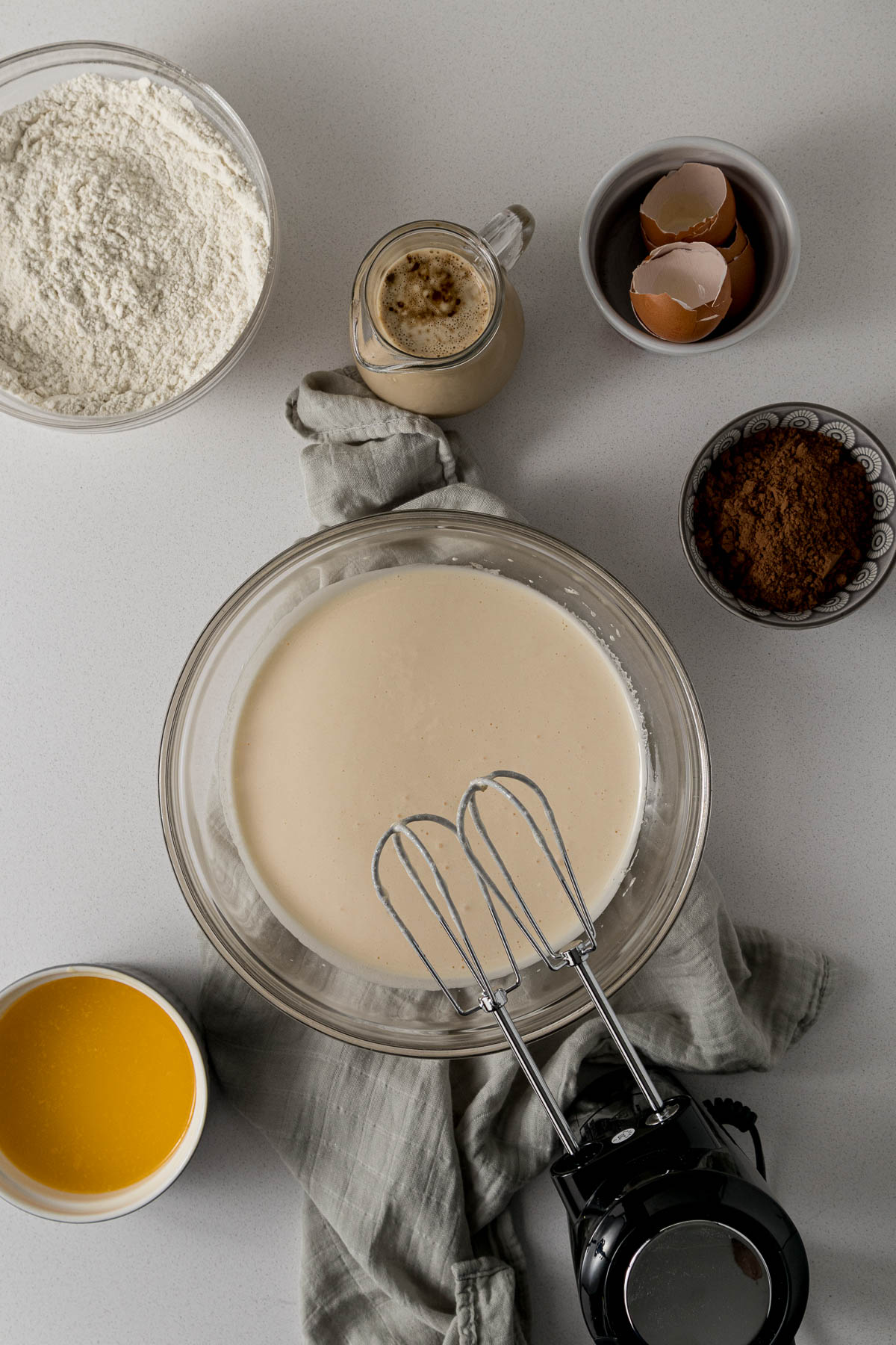 Eggs and sugar beaten together.