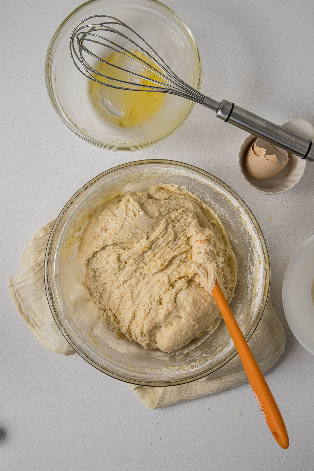 Step 4 - condensed milk rusk dough in a bowl.