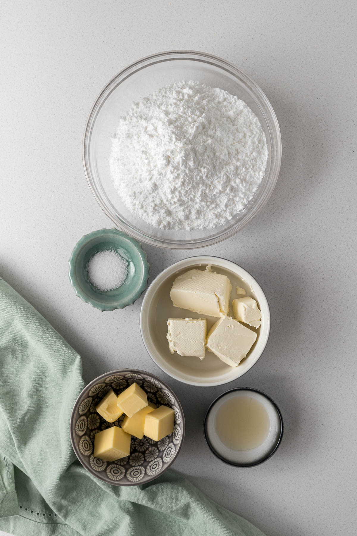 Cream cheese frosting ingredients.
