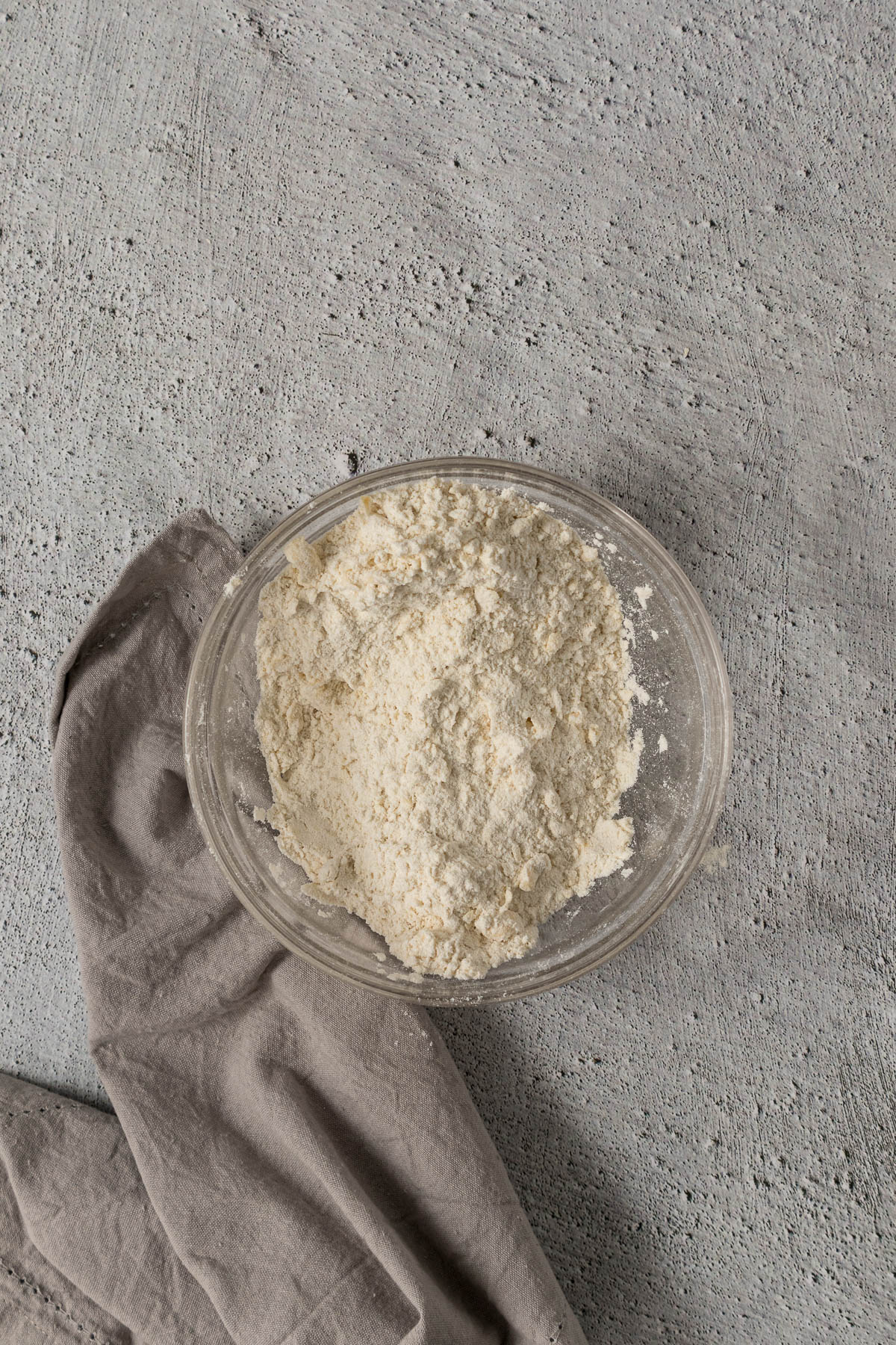 Butter rubbed into flour.