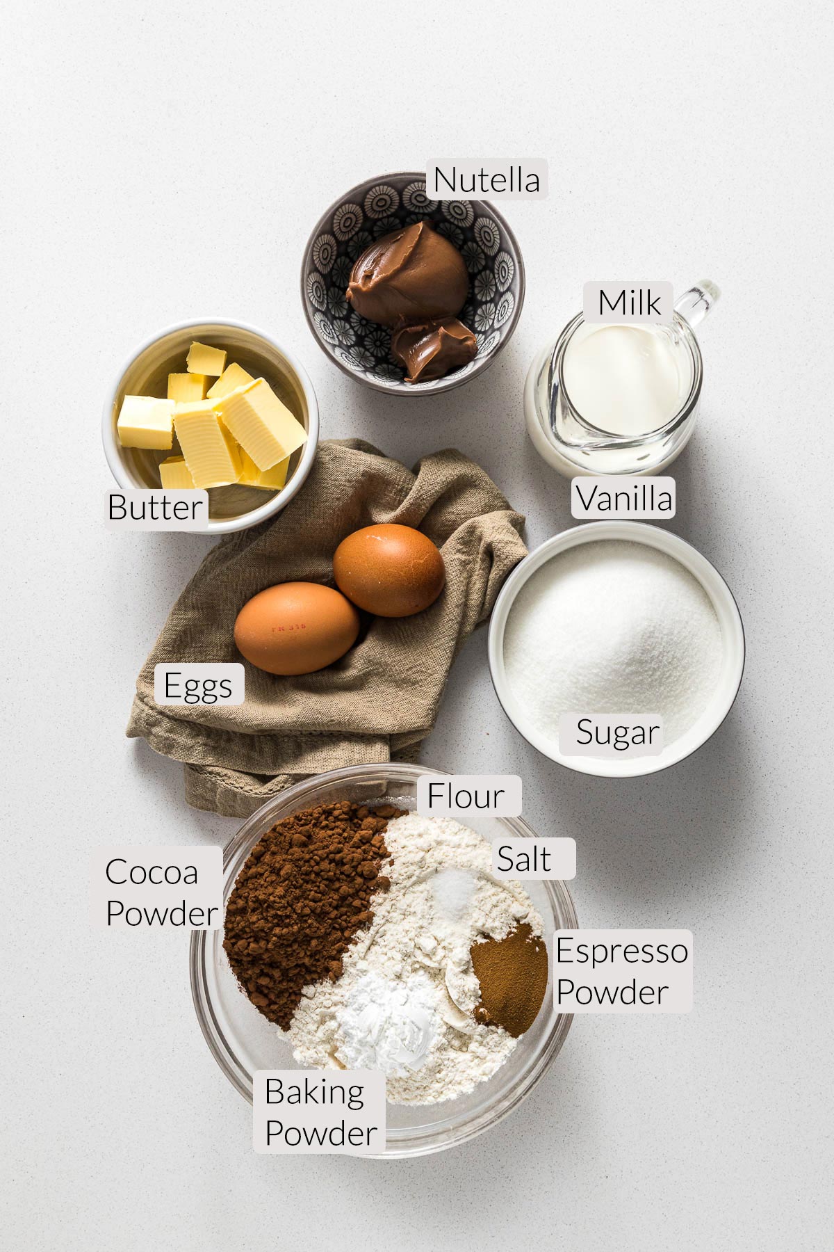 Chocolate cupcake ingredients.