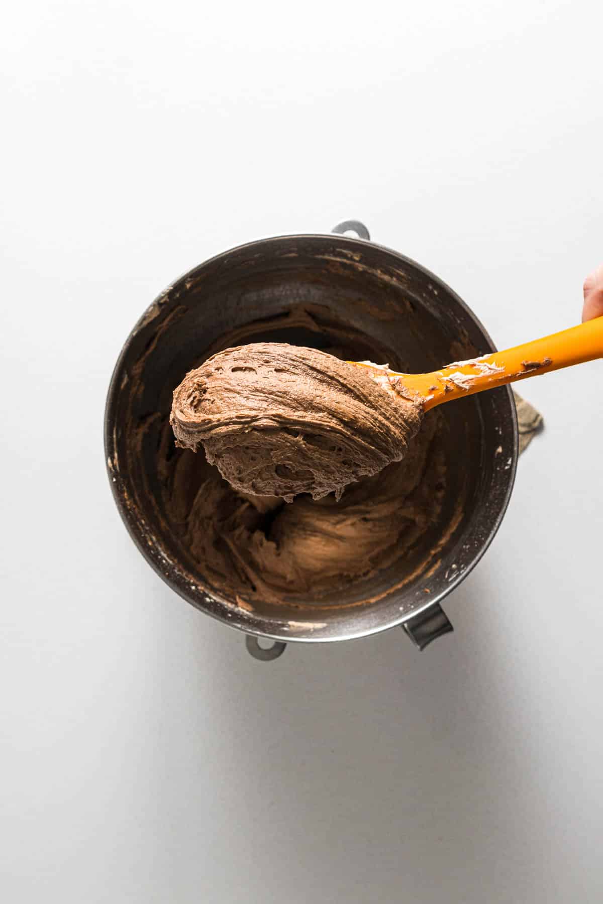Nutella cream cheese frosting in a bowl.