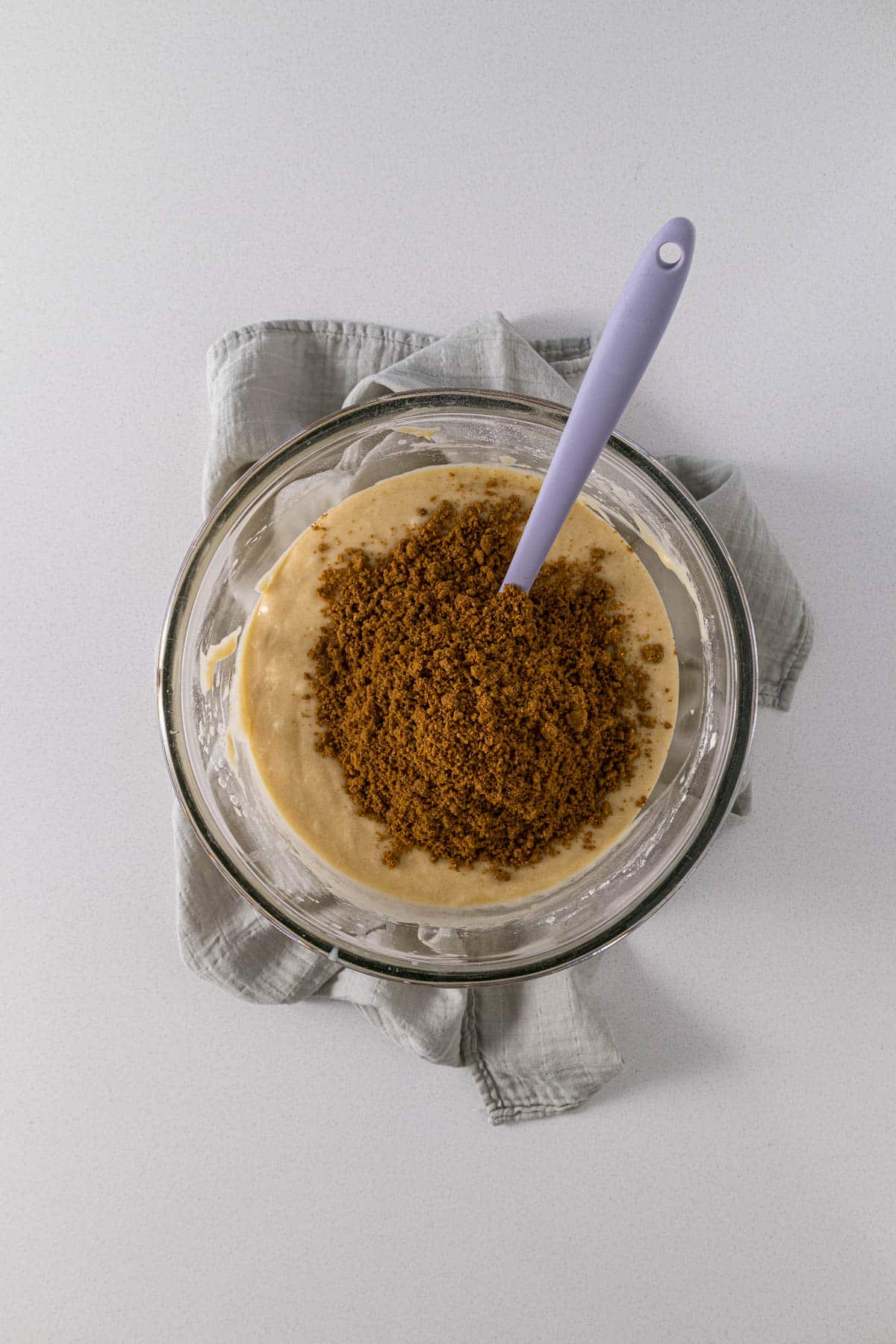 Crushed Biscoff cookies added to the cake batter.