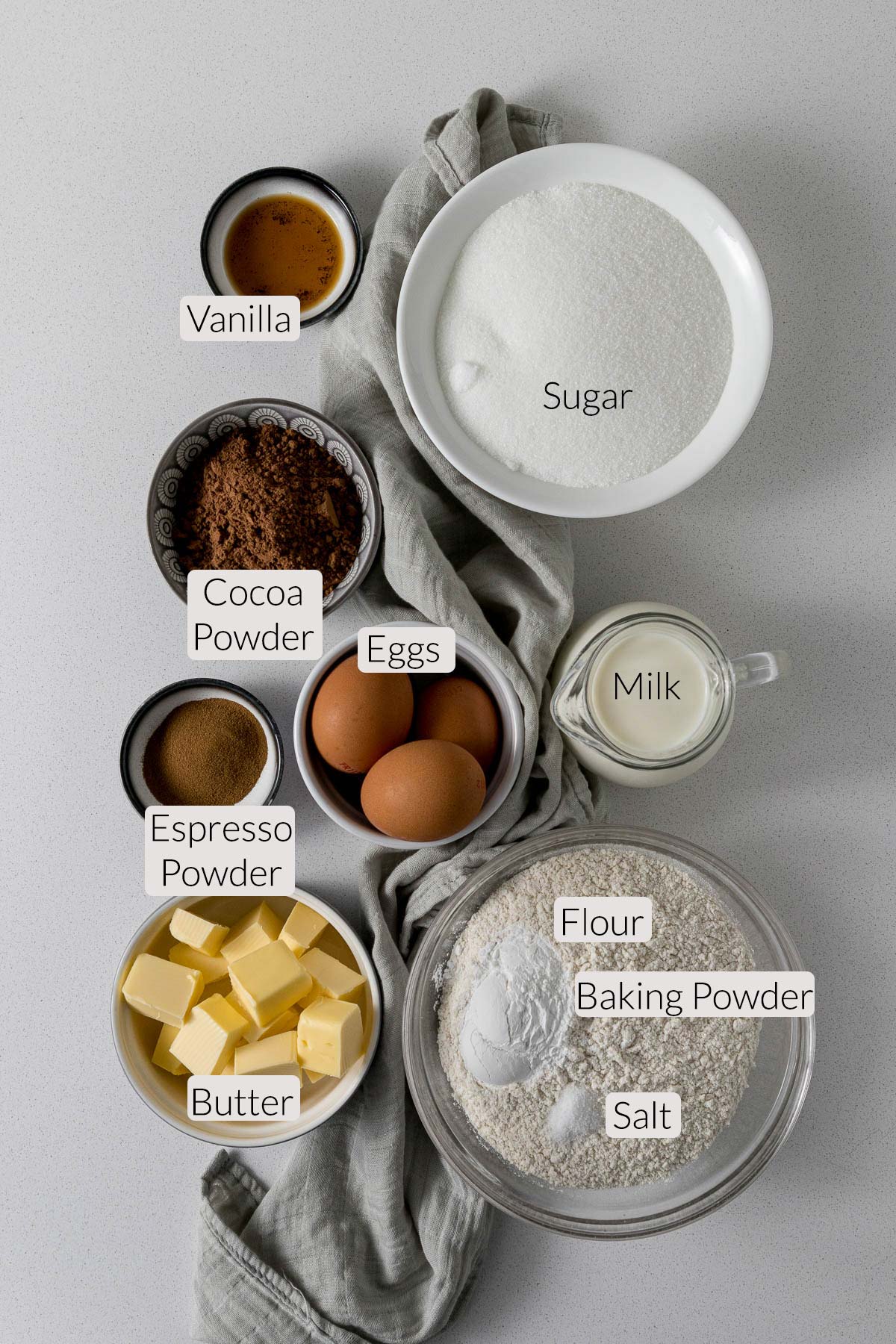 Chocolate Cake Layers Ingredients.