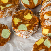 Sliced lolly cake log.