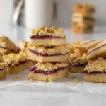 Jam squares stacked on each other.