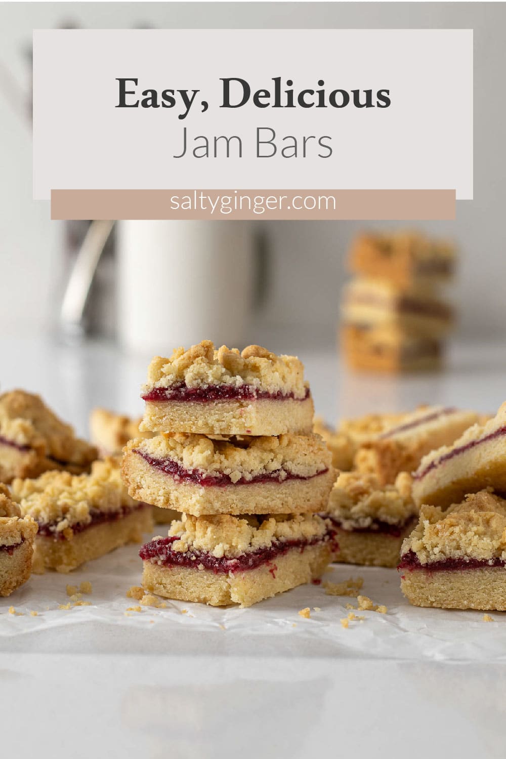 Jam squares stacked on each other.