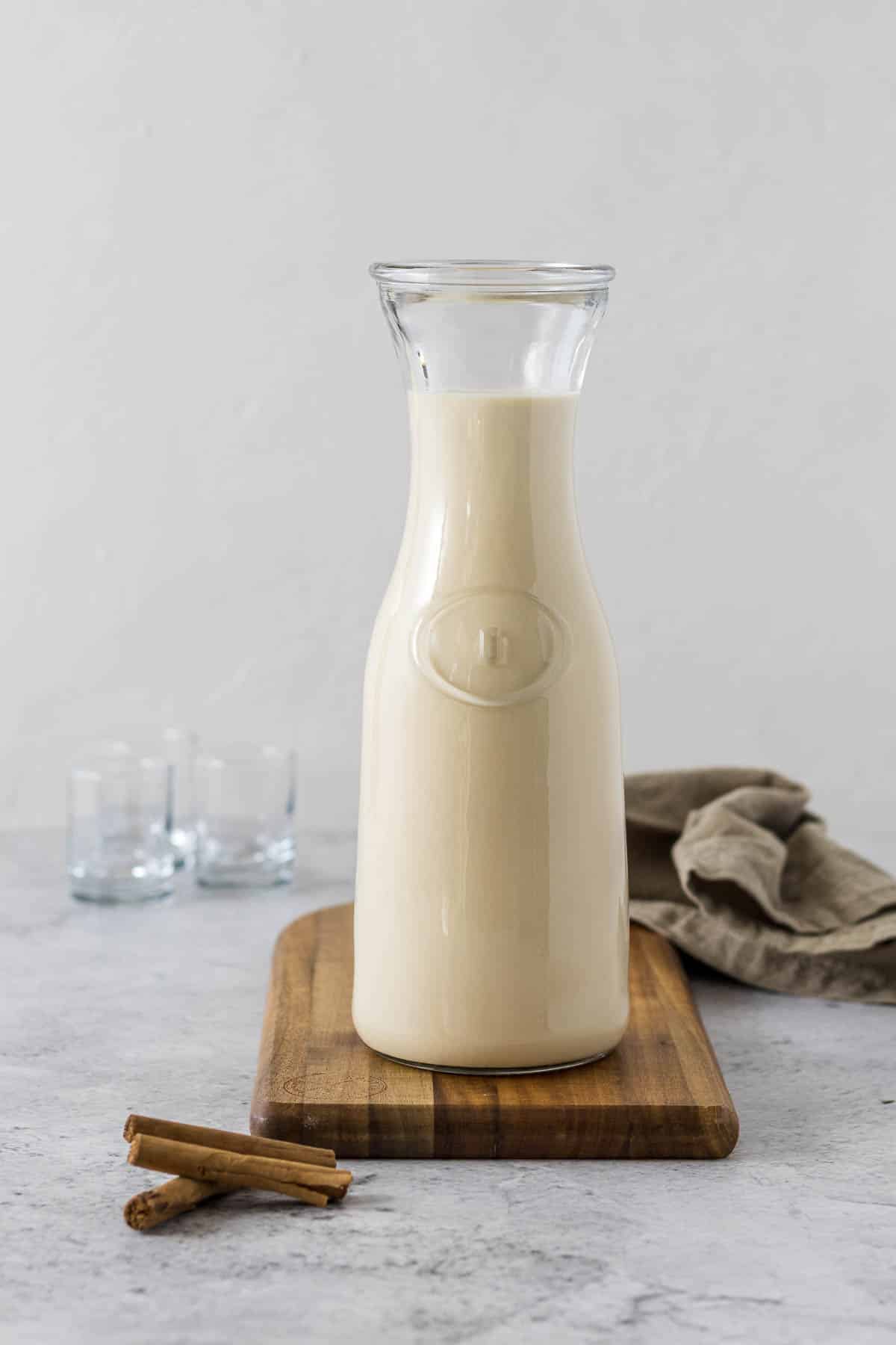 Milk tart liqueur in a carafe.