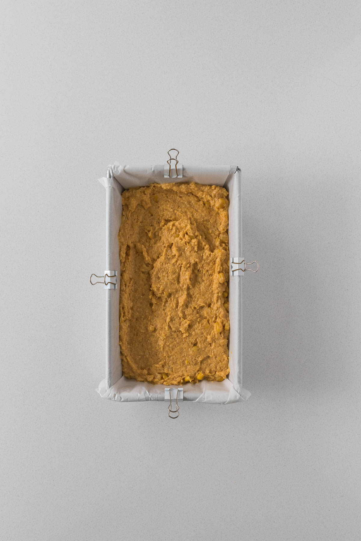Step 4 - Mealie bread batter in he prepared loaf tin.