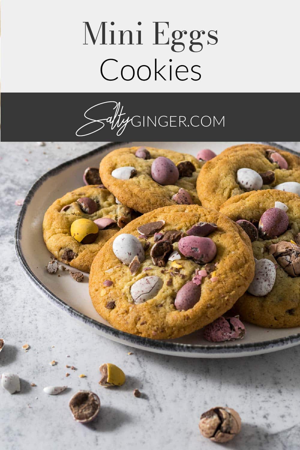 Cadbury Mini Eggs Cookies resting on a cooling rack.