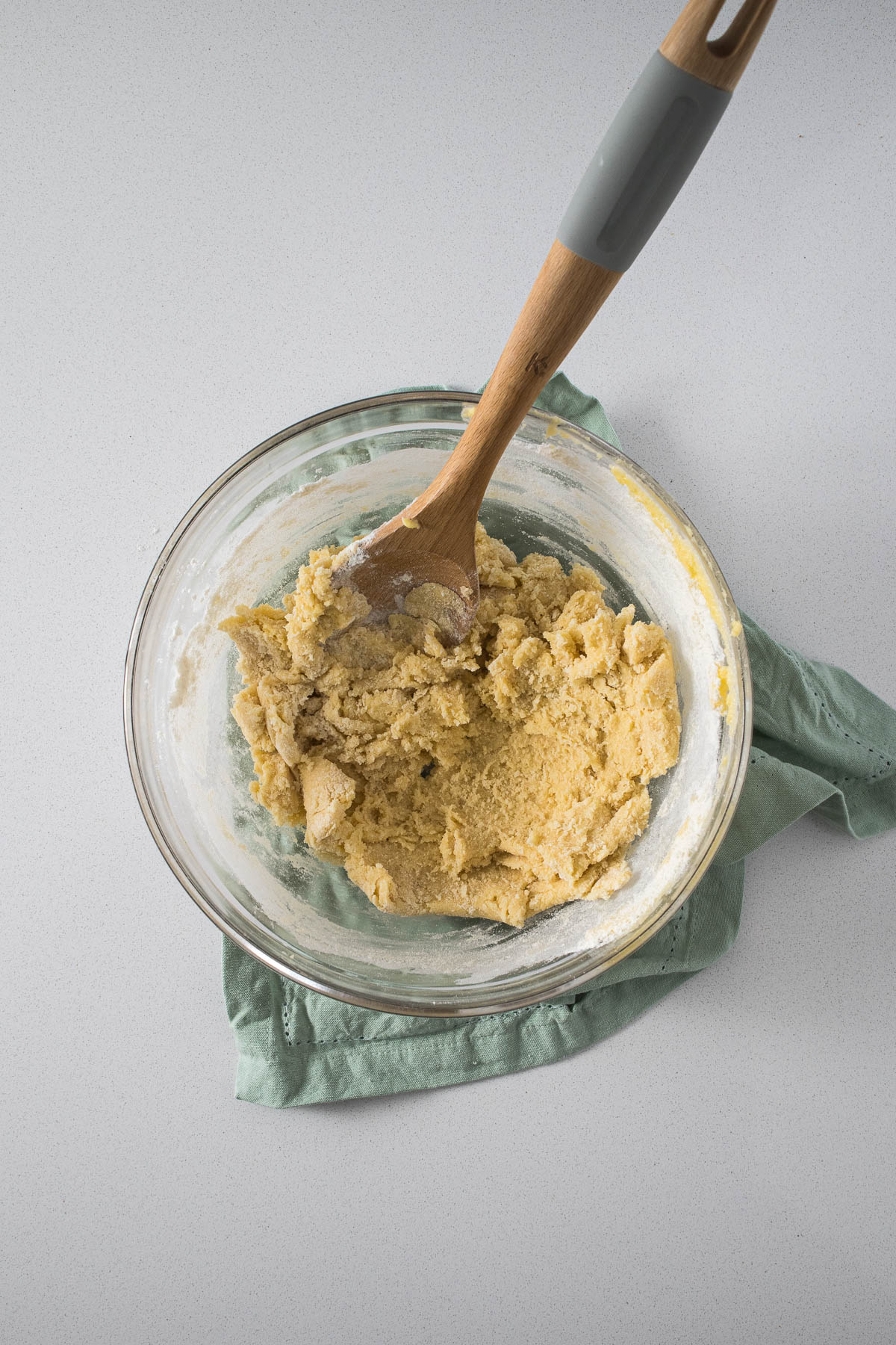 Step 6 - Flour, baking soda, and salt mostly mixed through wet ingredients.