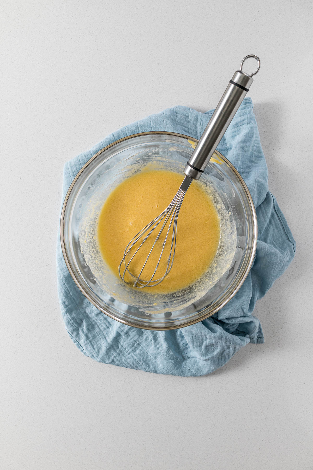 Step 3 - butter, yoghurt, eggs, sugar and vanilla whisked together.