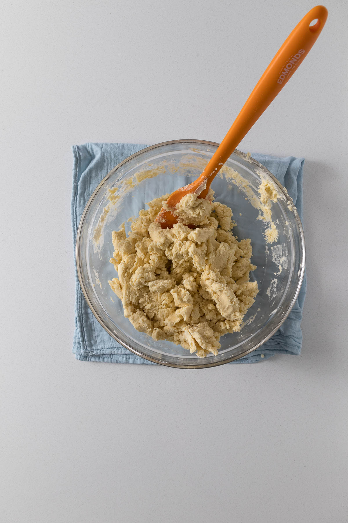 Step 3 - soft pliable shortbread dough in a mixing bowl.
