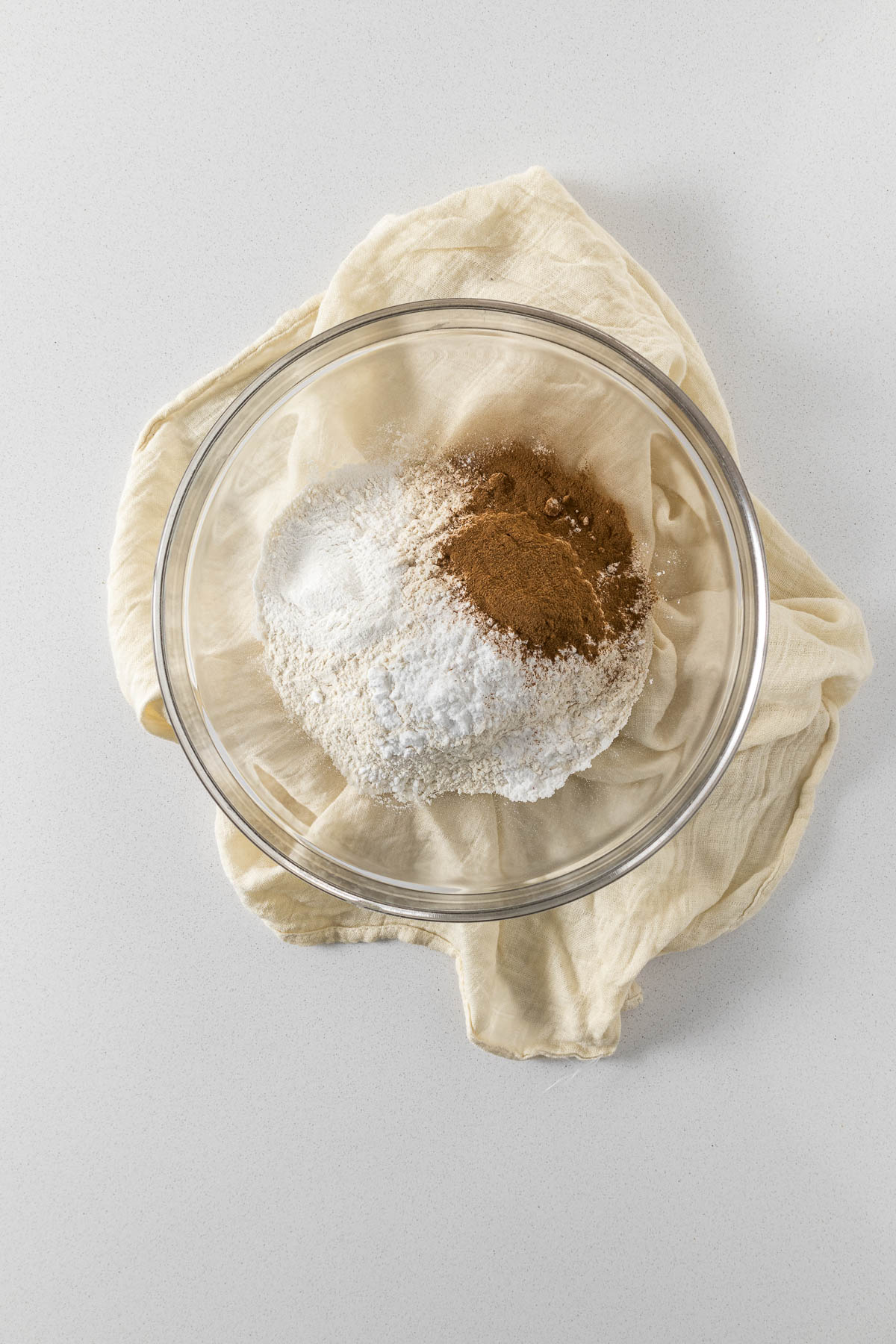 Step 2 - dry ingredients added to large mixing bowl and ready for whisking.