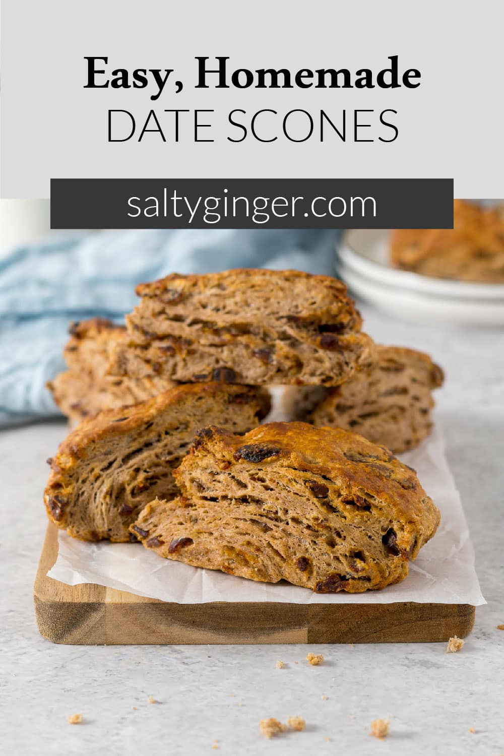 Pin - Pile of date scones on a platter.