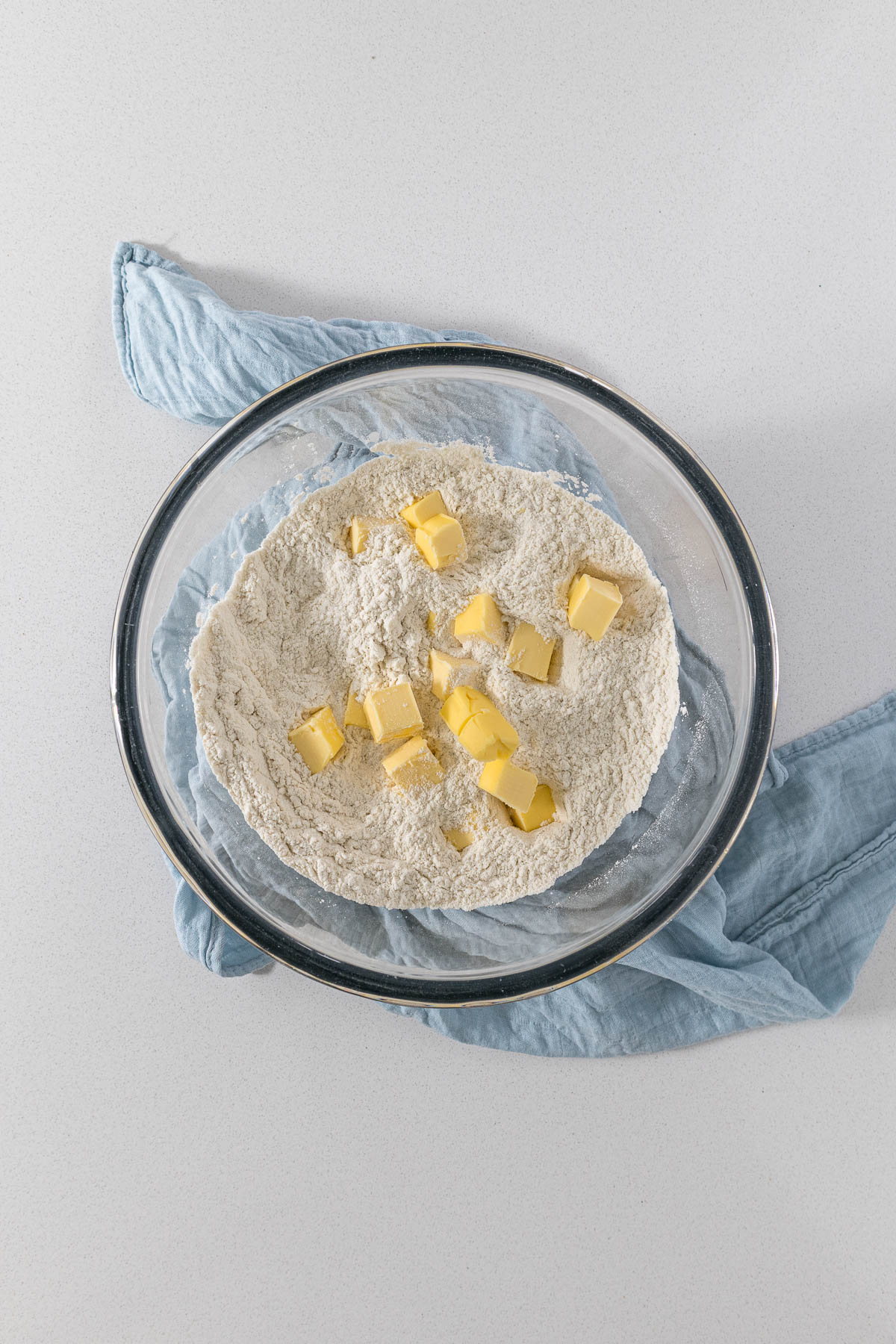 Step 3 - butter pieces tossed into the flour.