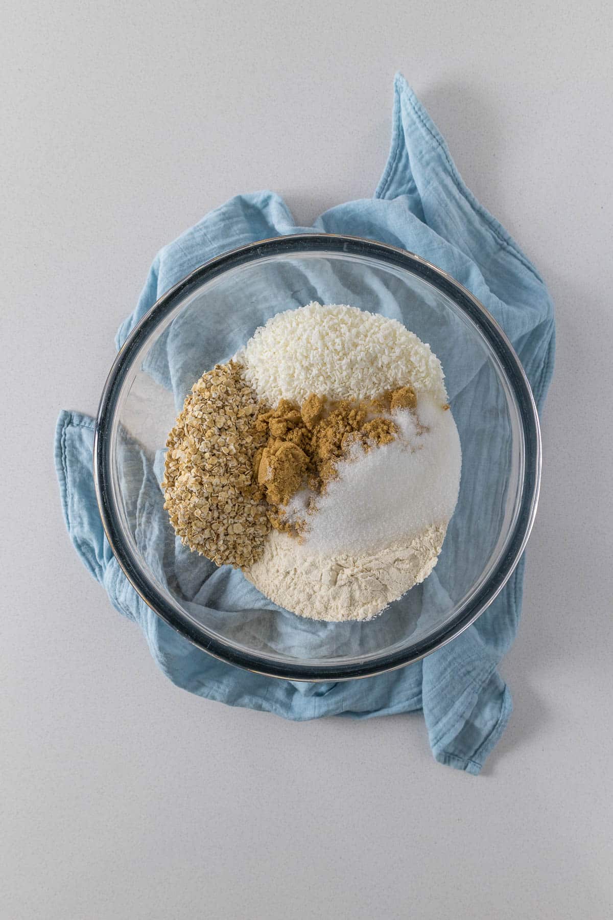 Step 2 - Dry ingredients and sugar added to a large mixing bowl.