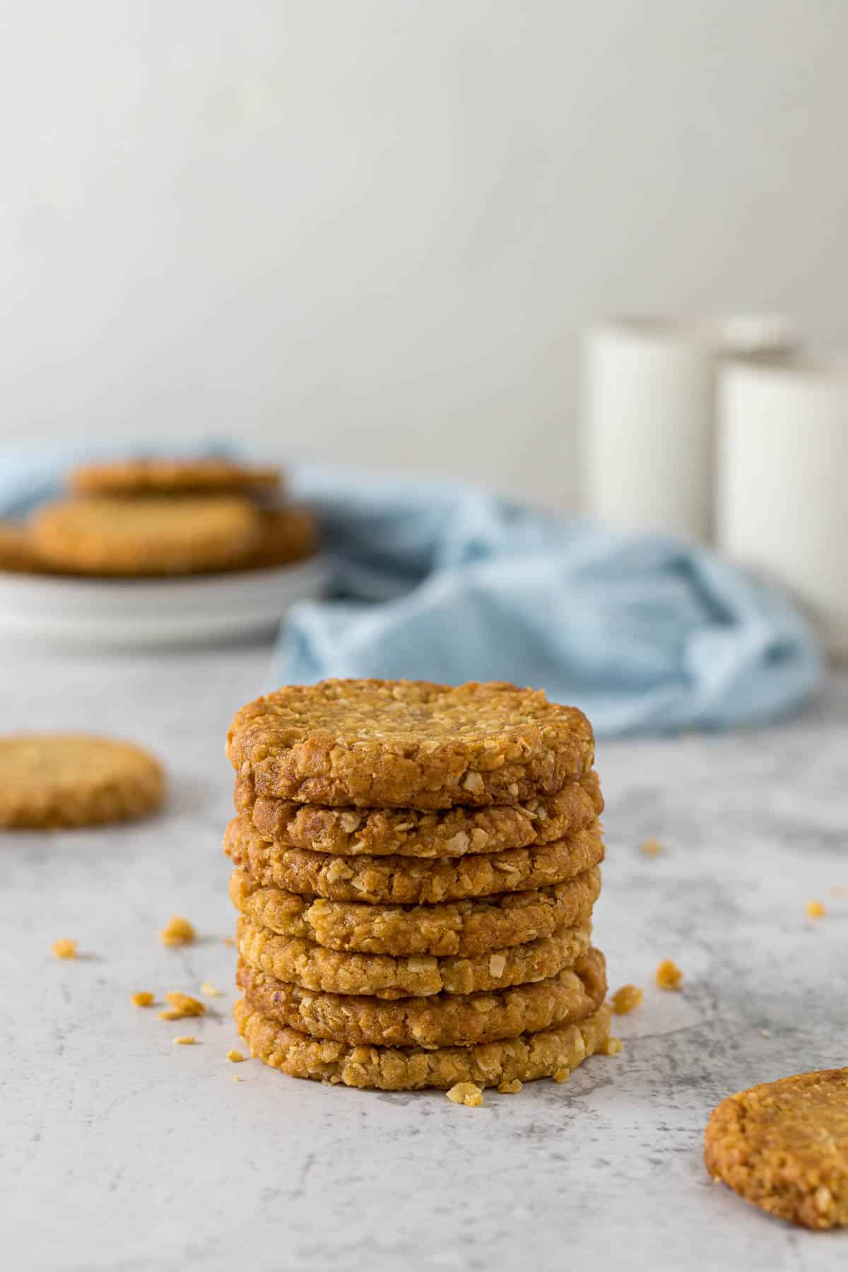 Stack of ANZAC biscuits.