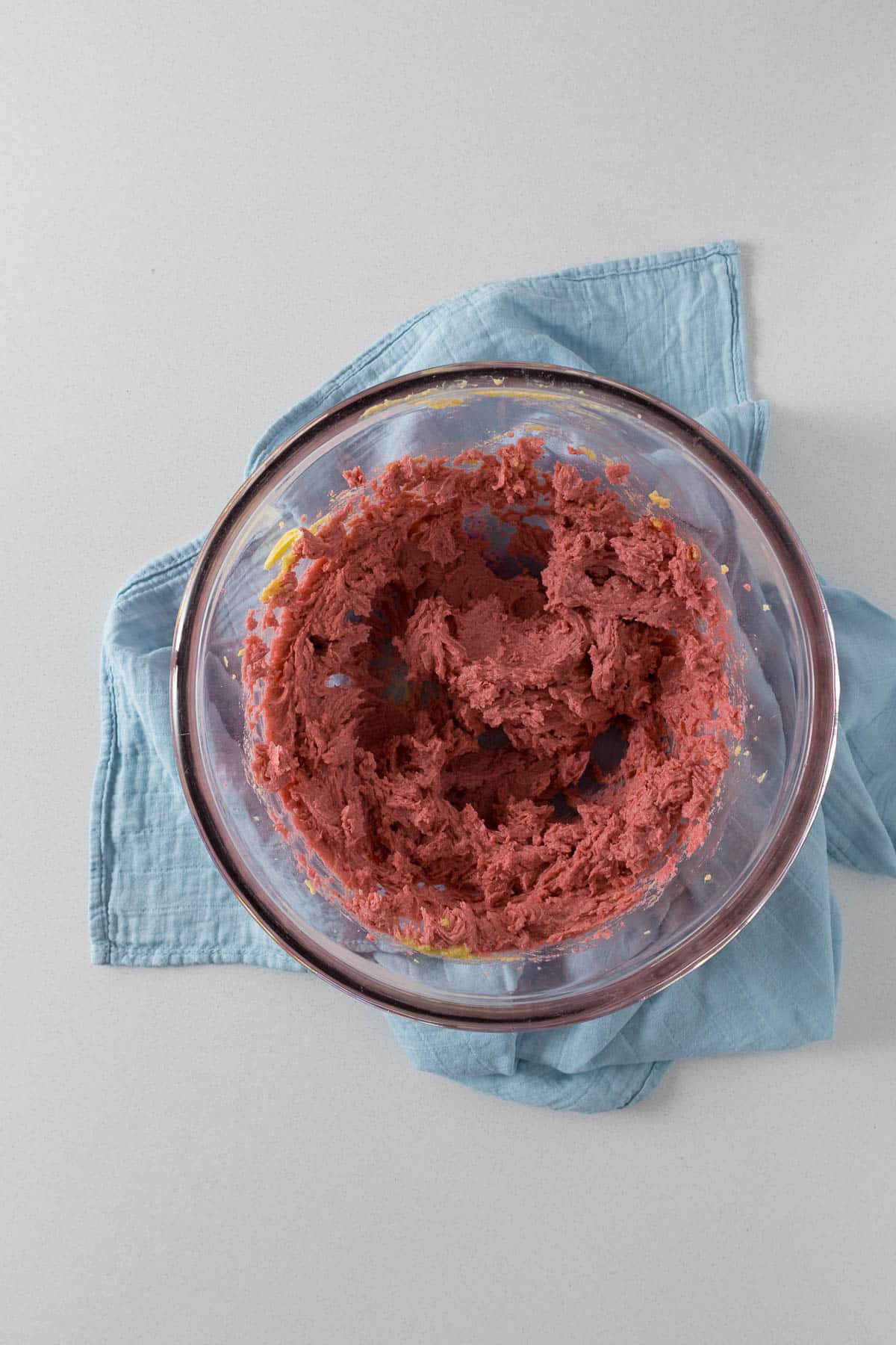 Step 6 - Strawberry powder and food coloring mixed through.