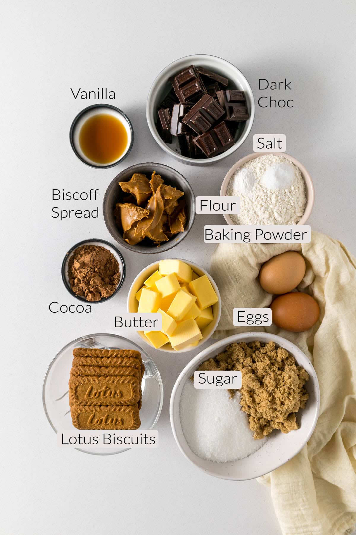 Biscoff brownies ingredients.