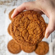Hand holding a ginger snap.
