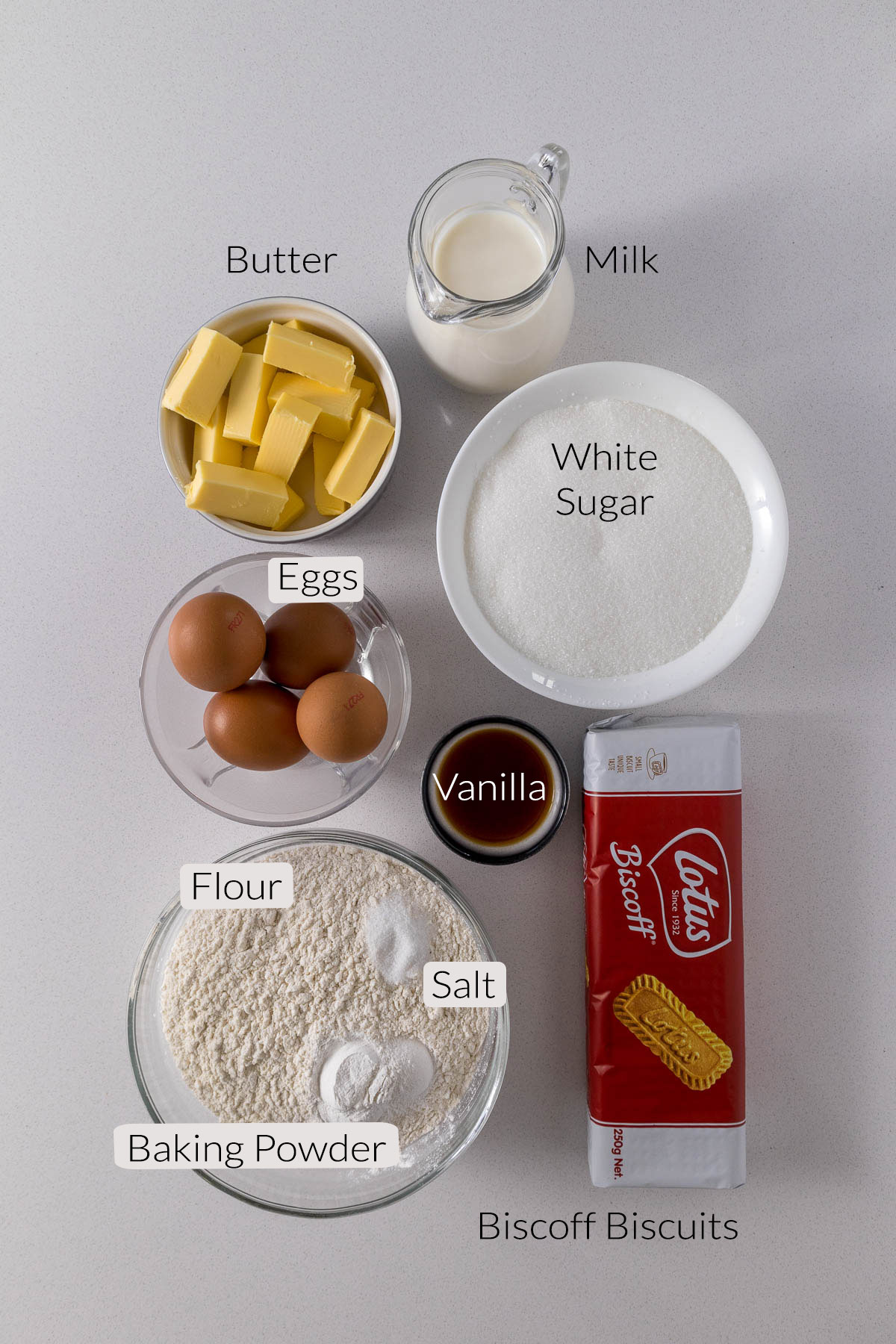 Biscoff cake ingredients.