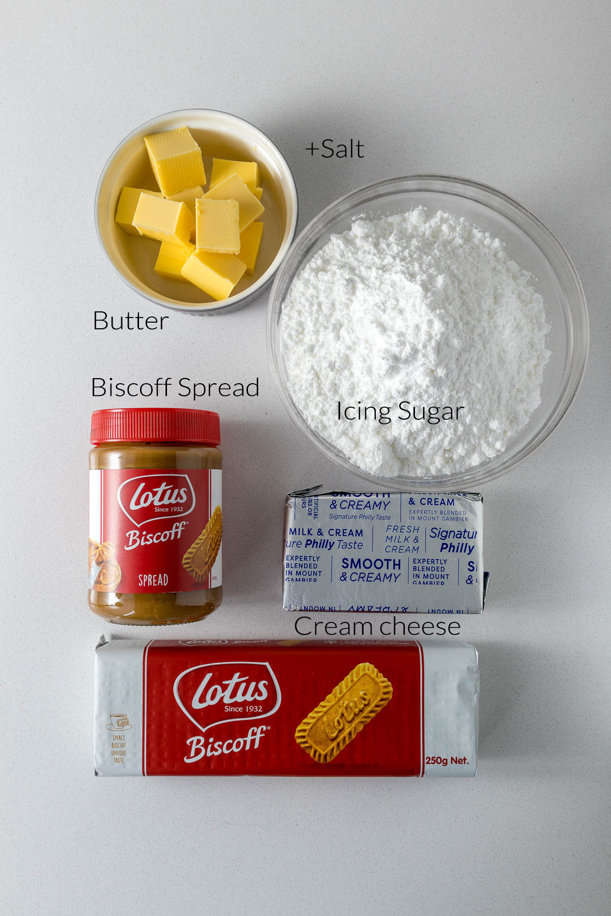 Biscoff cream cheese frosting ingredients.