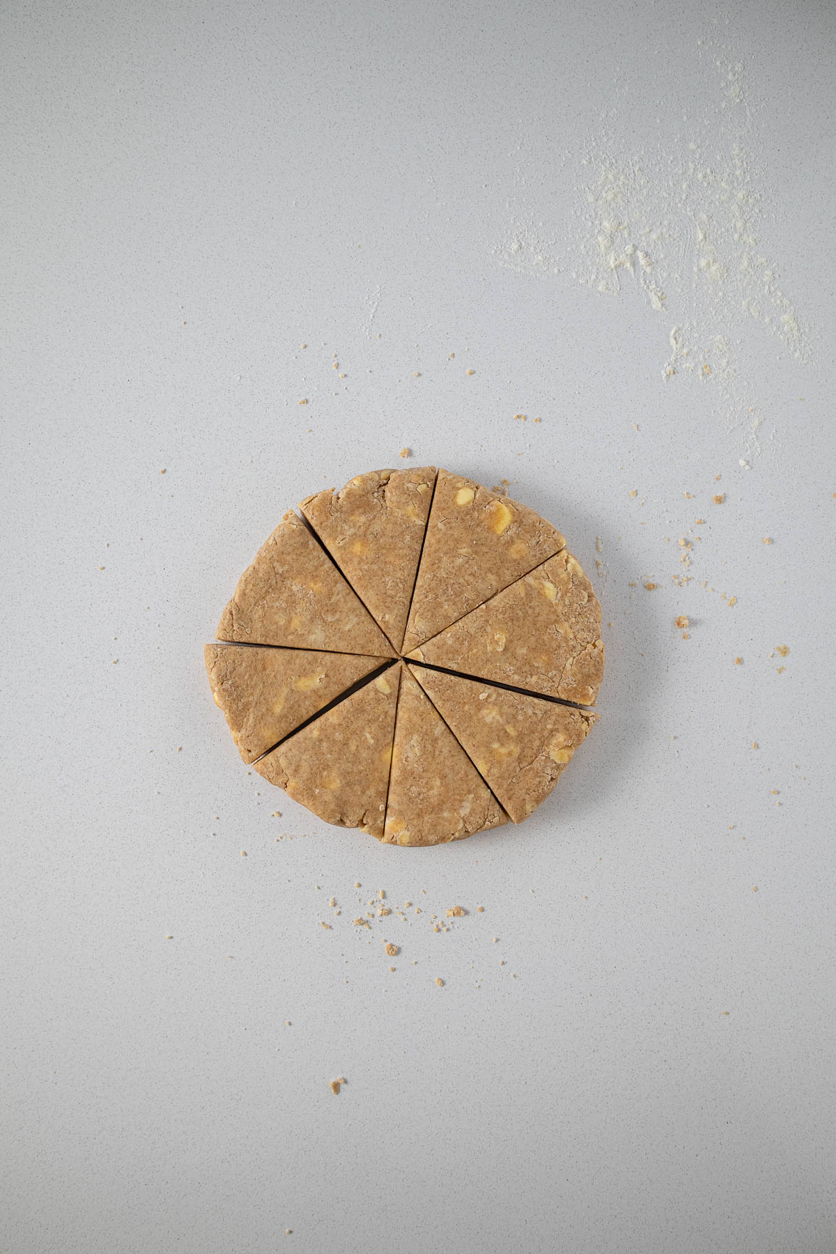 Step 5 - Scones shaped into a disc and cut into wedges.