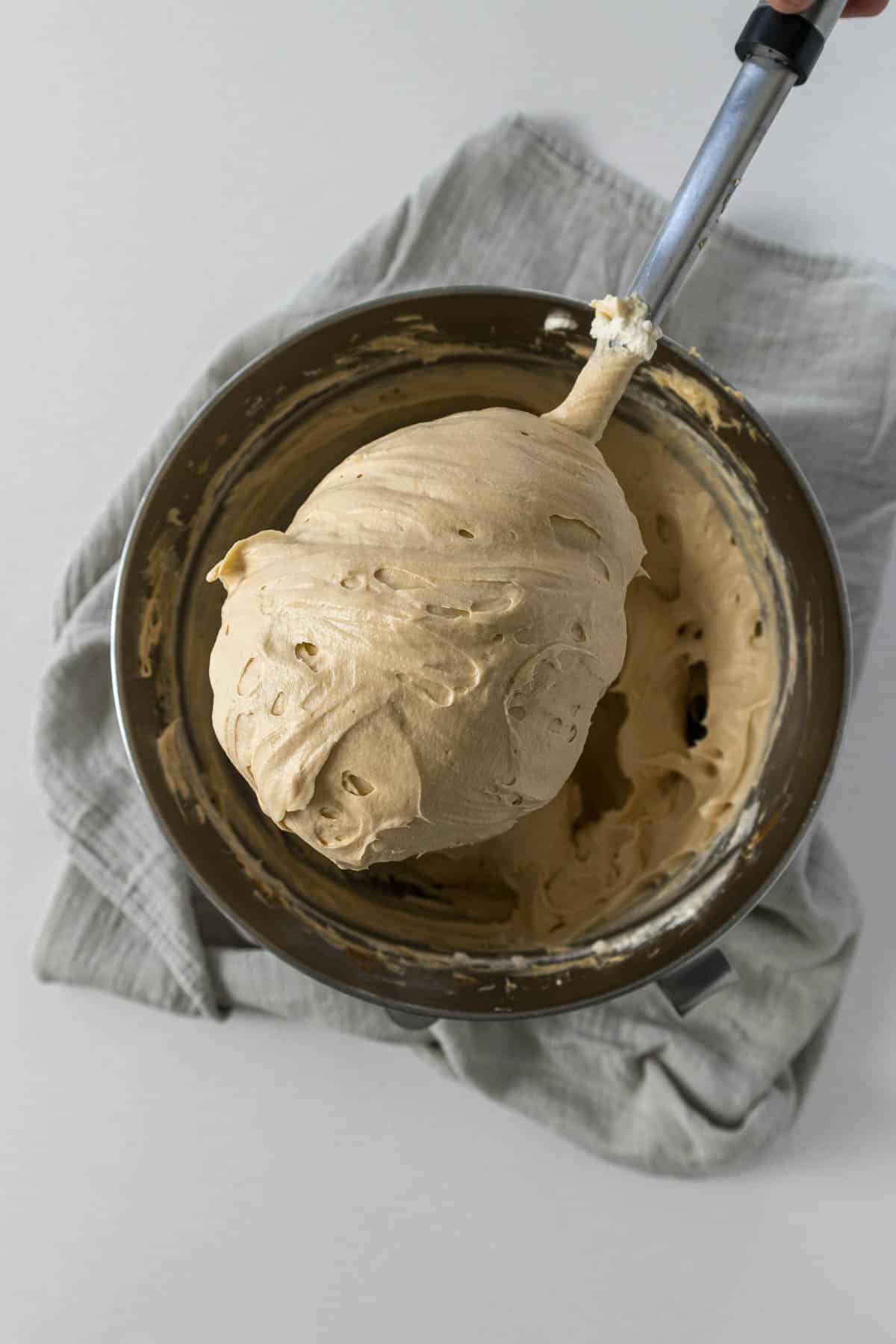 Step 9b: Whipped cream completely folded into the cream cheese mixture.