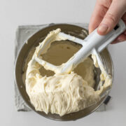Step 7 - beaten cream cheese, sugar and lemon juice on a paddle attachment.