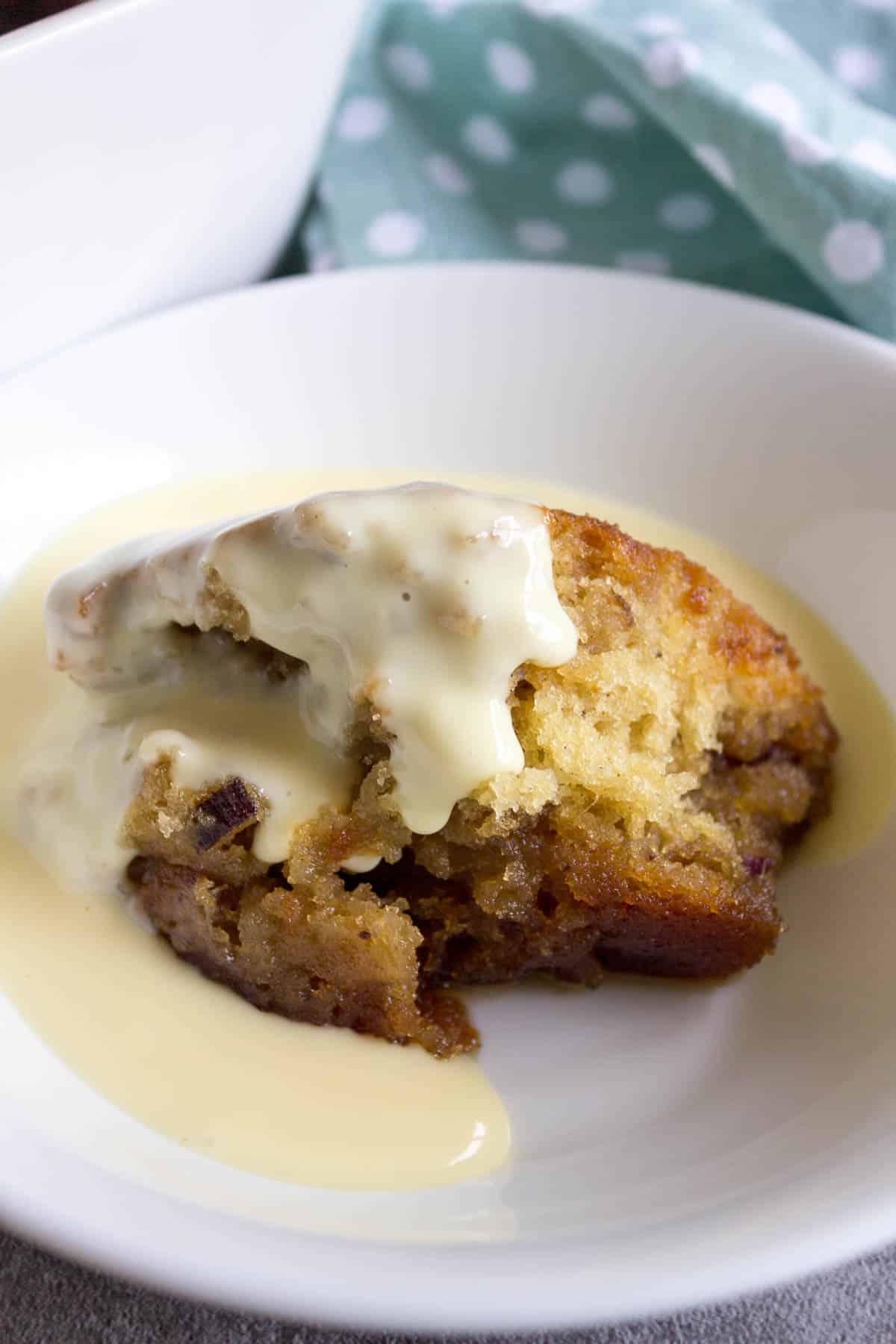 Tipsy tart served with custard.